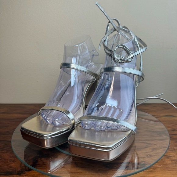 Gold Strappy Heeled Sandals - Picture 7 of 16